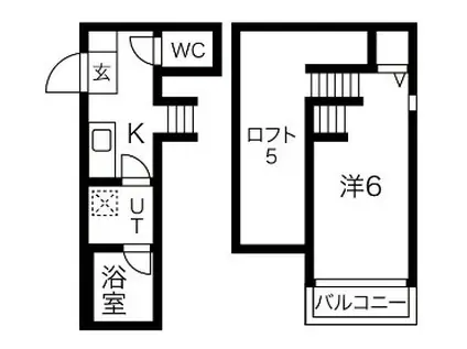LIKES飯山満町A棟(1K/2階)の間取り写真
