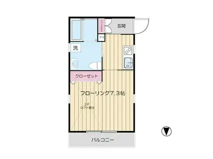 グリーンコート(1K/2階)の間取り写真