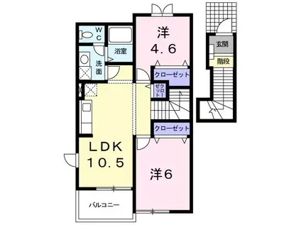 エヴァーグリーンF(2LDK/2階)の間取り写真