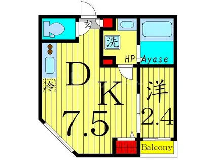 FLAT WHITE(1DK/1階)の間取り写真
