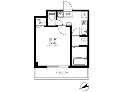 ラグーナ木場公園(1K/2階)の間取り写真