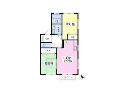 メゾンあぶくまB(2LDK/1階)の間取り写真