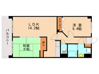 ヴェラカーサつつじヶ丘(2LDK/7階)の間取り写真