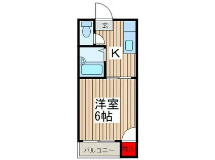 パークハイツII(1K/2階)の間取り写真