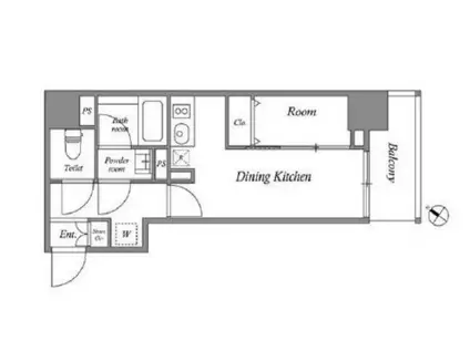 QUALITAS日本橋浜町(1DK/4階)の間取り写真