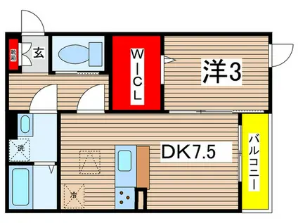 エバラン(1DK/2階)の間取り写真