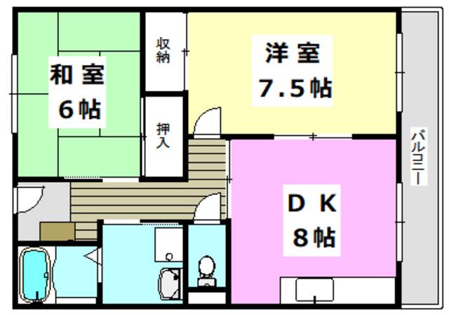 抱マンション(2DK/2階)の間取り写真