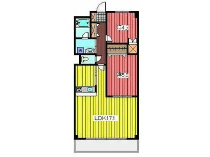 ジュネグリーン(2LDK/4階)の間取り写真