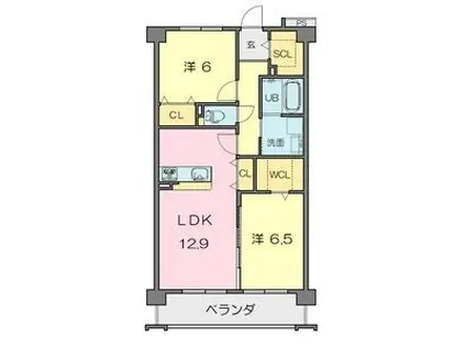 コートレージュIII(2LDK/1階)の間取り写真