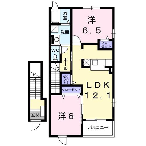 アルカンシエル(2LDK/2階)の間取り写真