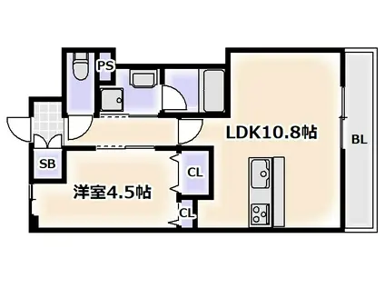 ラ・リヴィエール(1LDK/2階)の間取り写真