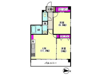 ラフィネブランシュ(2LDK/2階)の間取り写真