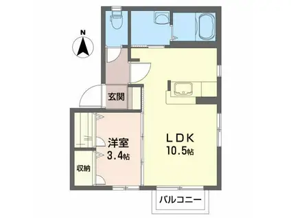 グリーンコート・I(1LDK/2階)の間取り写真
