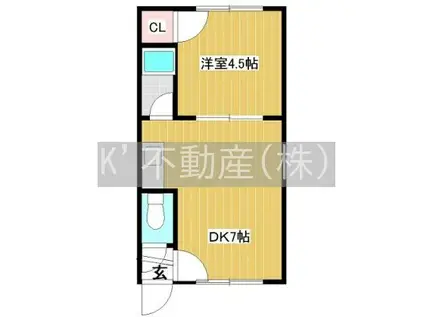 ラビットハイツ(1DK/2階)の間取り写真