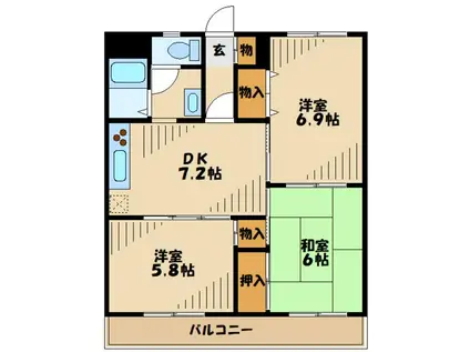 エントピアハウス(3DK/2階)の間取り写真