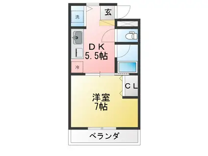 アーバンハイツキムラ(1K/4階)の間取り写真