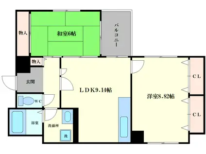 ファミーユ西梅田(2LDK/4階)の間取り写真