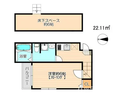 リバーガーデン(1K/1階)の間取り写真