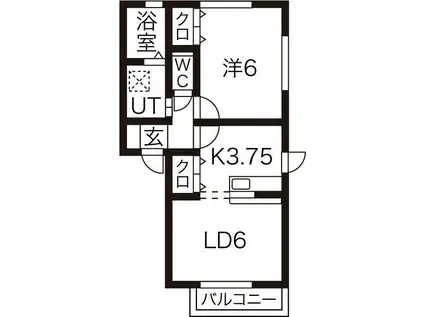スペース鑓水L(1LDK/2階)の間取り写真