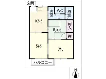 タウニー東栄(3K/2階)の間取り写真