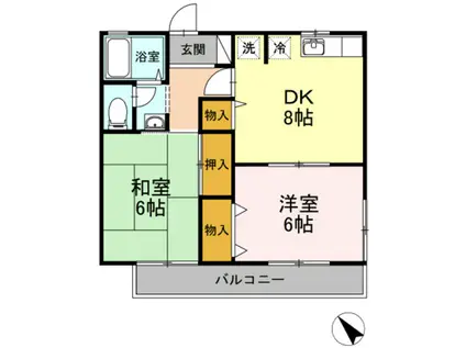 アメニティ-8(2DK/2階)の間取り写真
