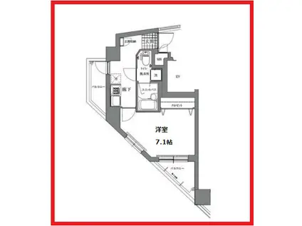 ライジングプレイス向島(1K/3階)の間取り写真