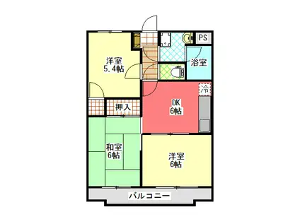 リヴェールタカマツ(3DK/4階)の間取り写真