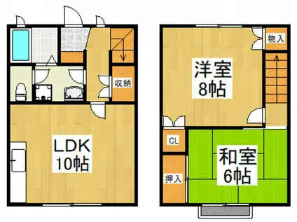 U&U B棟(2LDK/1階)の間取り写真