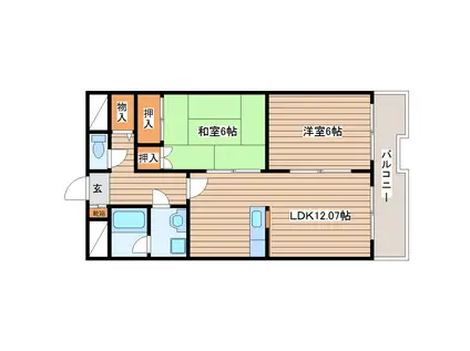 ファーストフィンガ-(2LDK/4階)の間取り写真