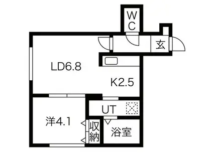 GLASS(1DK/2階)の間取り写真