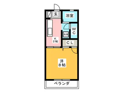 サンハウス(1K/1階)の間取り写真