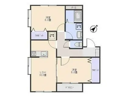 メープルファームB(2LDK/2階)の間取り写真