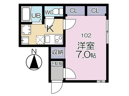 大山フラッグ(1K/1階)の間取り写真