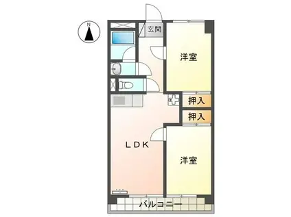 レジデンスカントリー(2LDK/4階)の間取り写真