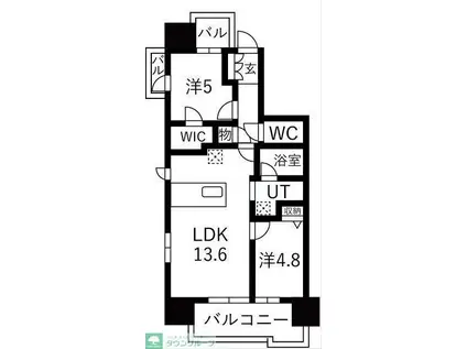 ダイアパレス セントラル ザ・フォート(2LDK/11階)の間取り写真