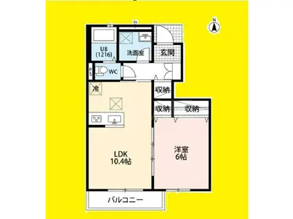 クレール鎌倉北(1LDK/1階)の間取り写真