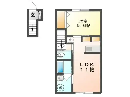 ル・リオンA・B(1LDK/2階)の間取り写真