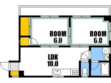 コーポ岡(2LDK/3階)の間取り写真
