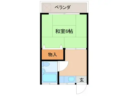 第一落合荘(1K/2階)の間取り写真