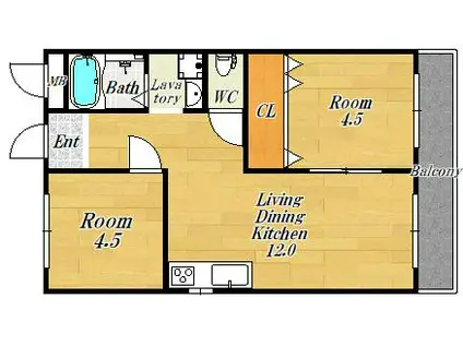 さくらハイツ(2LDK/3階)の間取り写真
