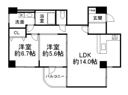 メゾンドシャルー(2LDK/6階)の間取り写真