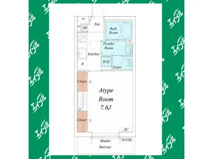 リブリ・東陽(1K/3階)の間取り写真