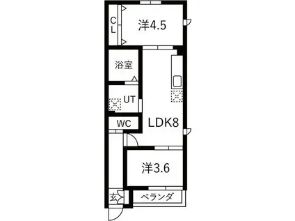 APARTMENT宝生町(2LDK/2階)の間取り写真