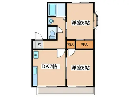 SIコーポ(2DK/2階)の間取り写真