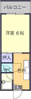 ＪＲ山陰本線 松江駅 徒歩48分 2階建 築37年(1K/2階)の間取り写真