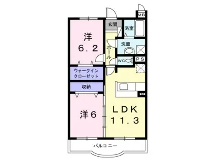 しなの鉄道 大屋駅 徒歩12分 3階建 築16年(2LDK/2階)の間取り写真