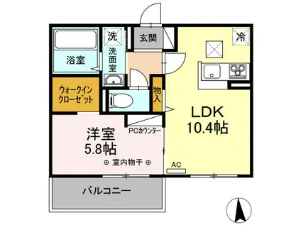 レジェーロ稲葉(1LDK/1階)の間取り写真