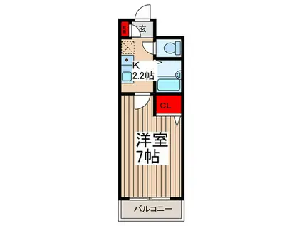 CASSIA浦安(1K/2階)の間取り写真