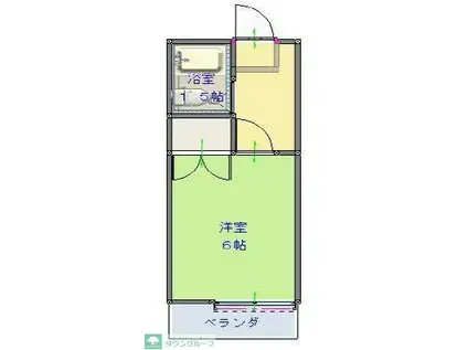 工藤 コーポ(ワンルーム/2階)の間取り写真