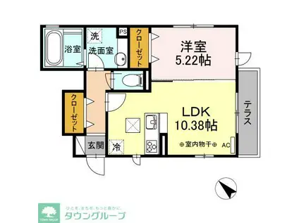 北葛西ハイツII(1LDK/1階)の間取り写真